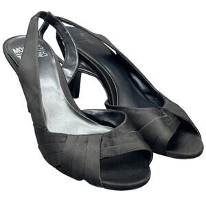 Mootsies Tootsies Vintage 90s Black Slingback Peep Toe Sandal Women 7.5